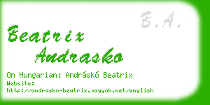beatrix andrasko business card