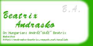 beatrix andrasko business card